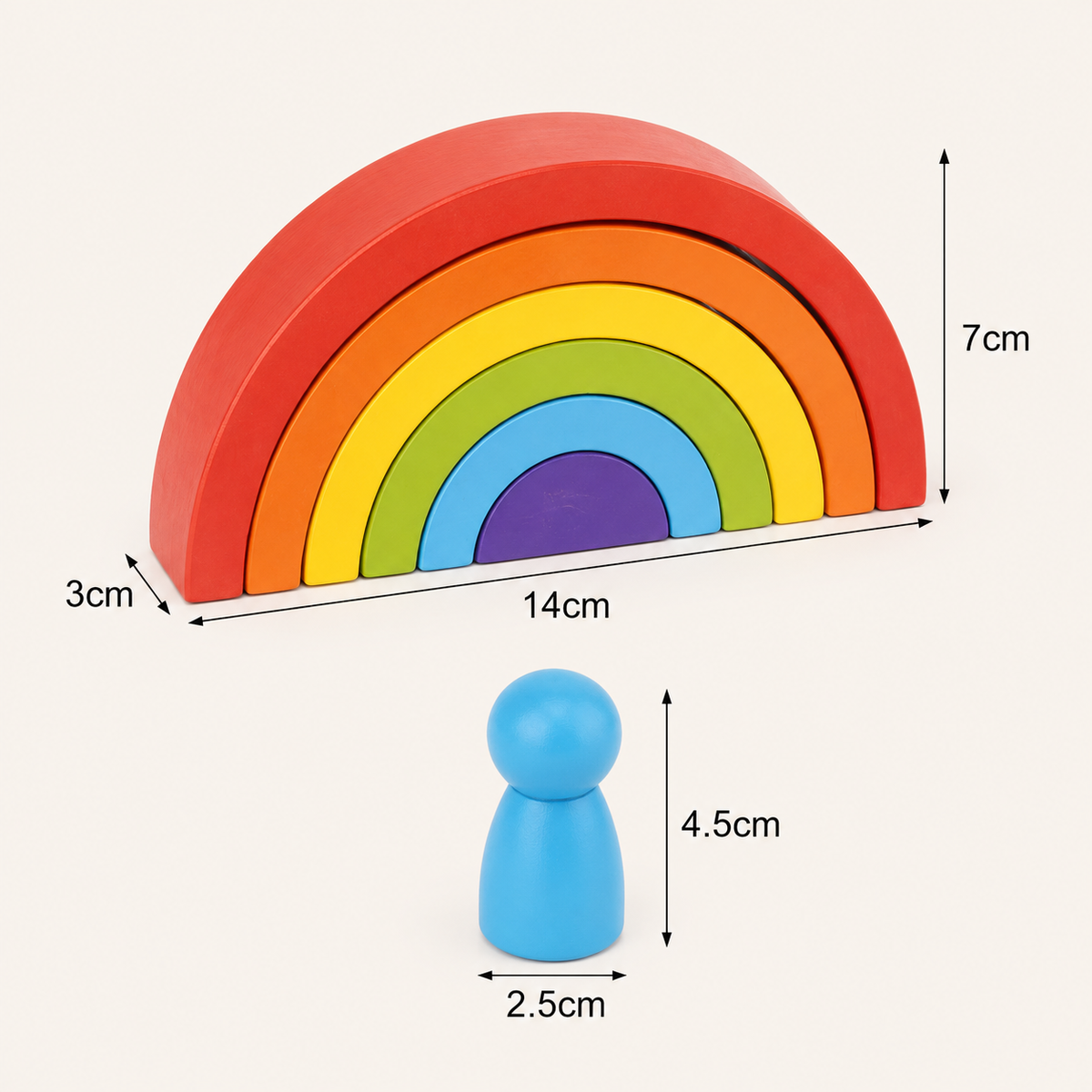 Montessori Regenbogen aus Holz mit Figuren