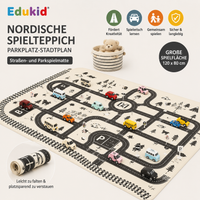 Montessori Verkehrs-Spielmatte mit Autos & Verkehrsschildern