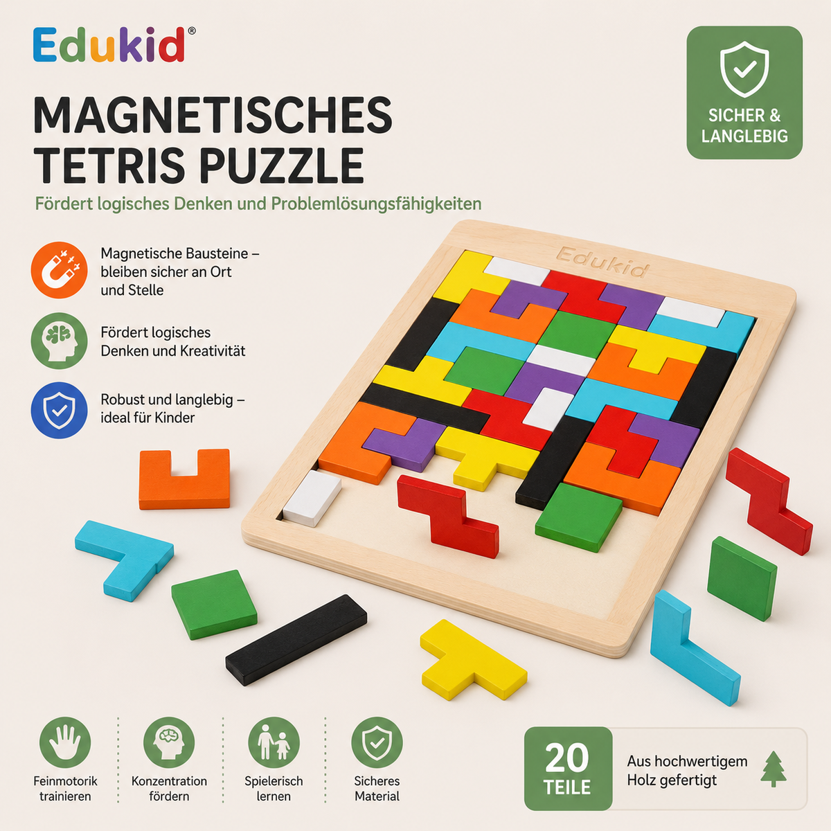 Magnetisches Holz Tangram