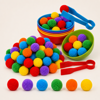 Montessori Farbensortier-Set mit Pompons & Pinzette