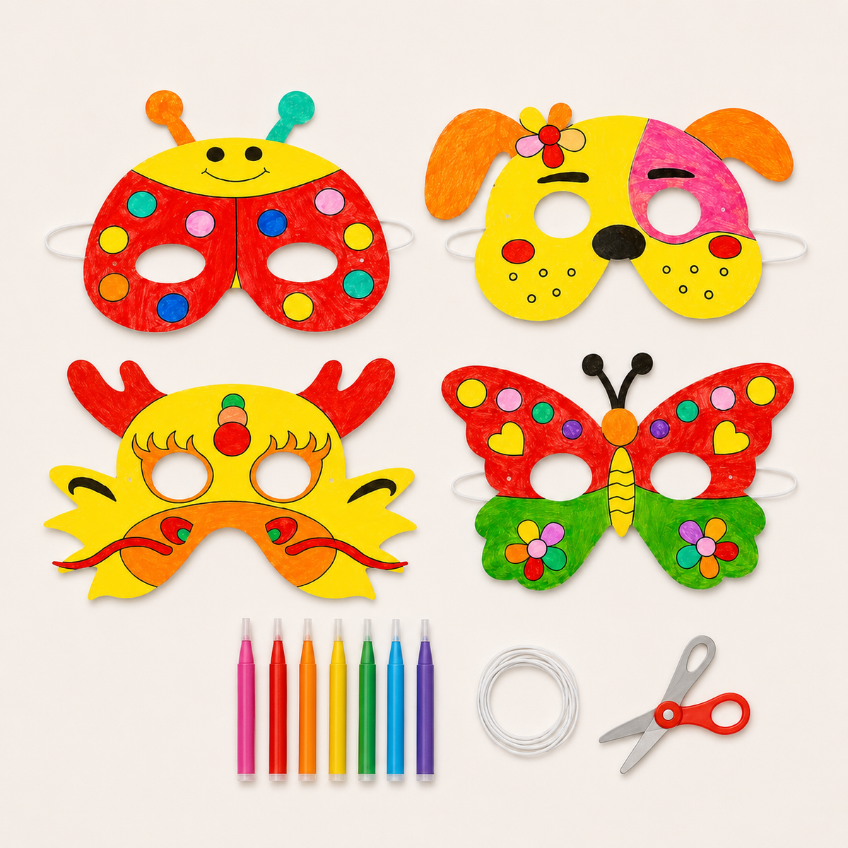 DIY Tiermasken zum Ausmalen für Kinder