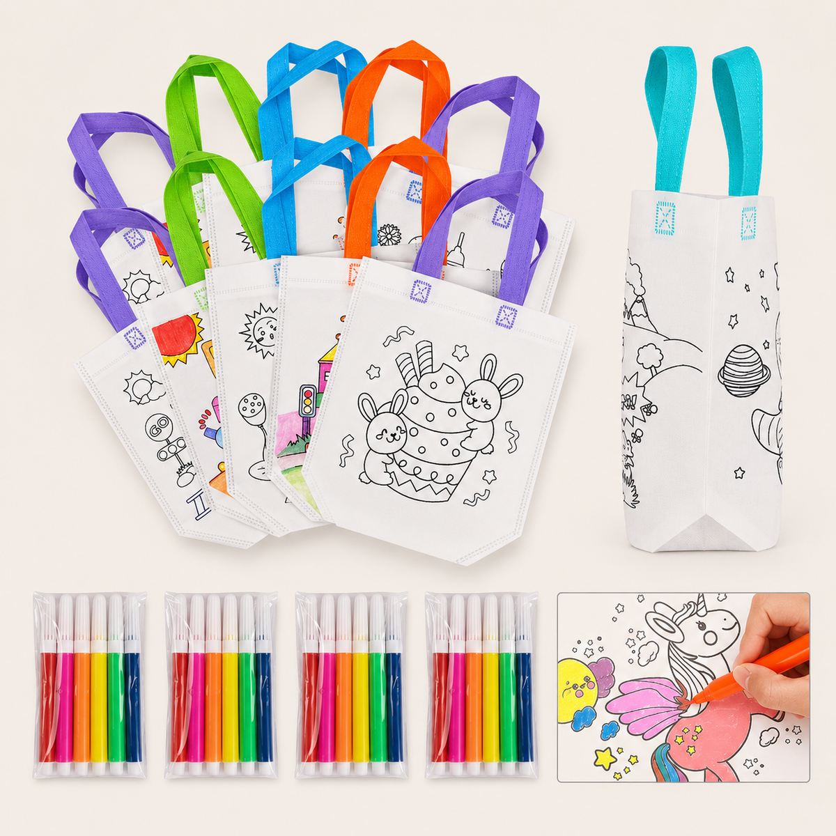 DIY Stofftaschen zum Bemalen für Kinder