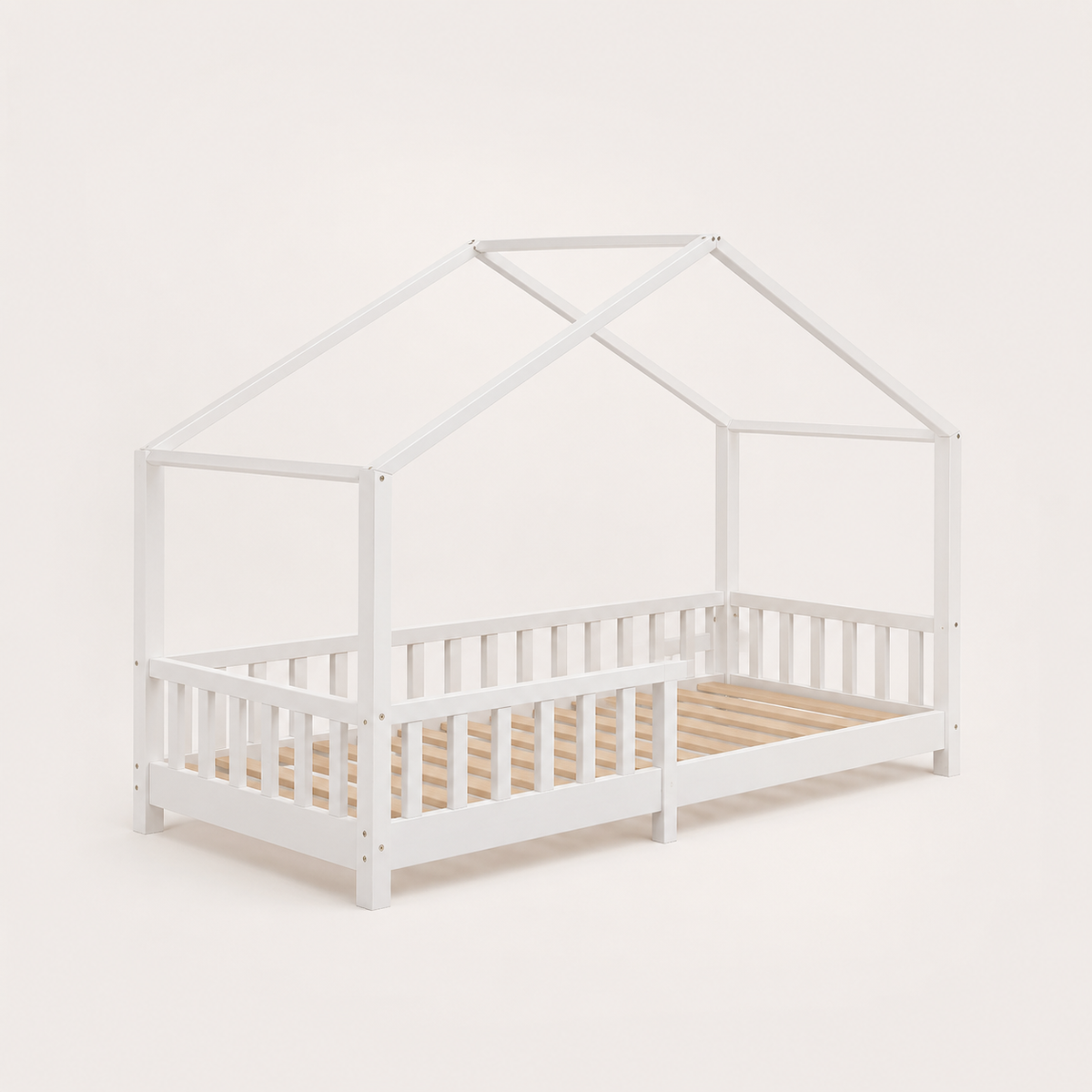 Montessori Hausbett mit Rausfallschutz – 90 × 200 cm