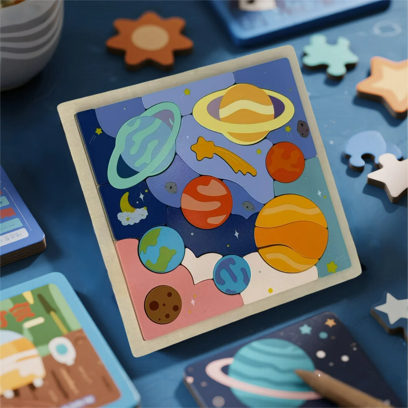 Montessori Holzpuzzle Sonnensystem
