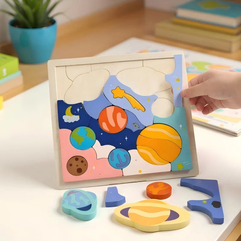 Montessori Holzpuzzle Sonnensystem